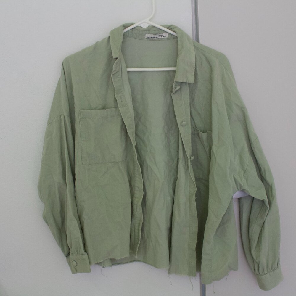 Pale seafoam corduroy button down shirt
